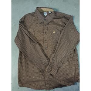 Cinch Shirt Men XXL Brown Button Up Western Cowboy Flip Cuff Geometric